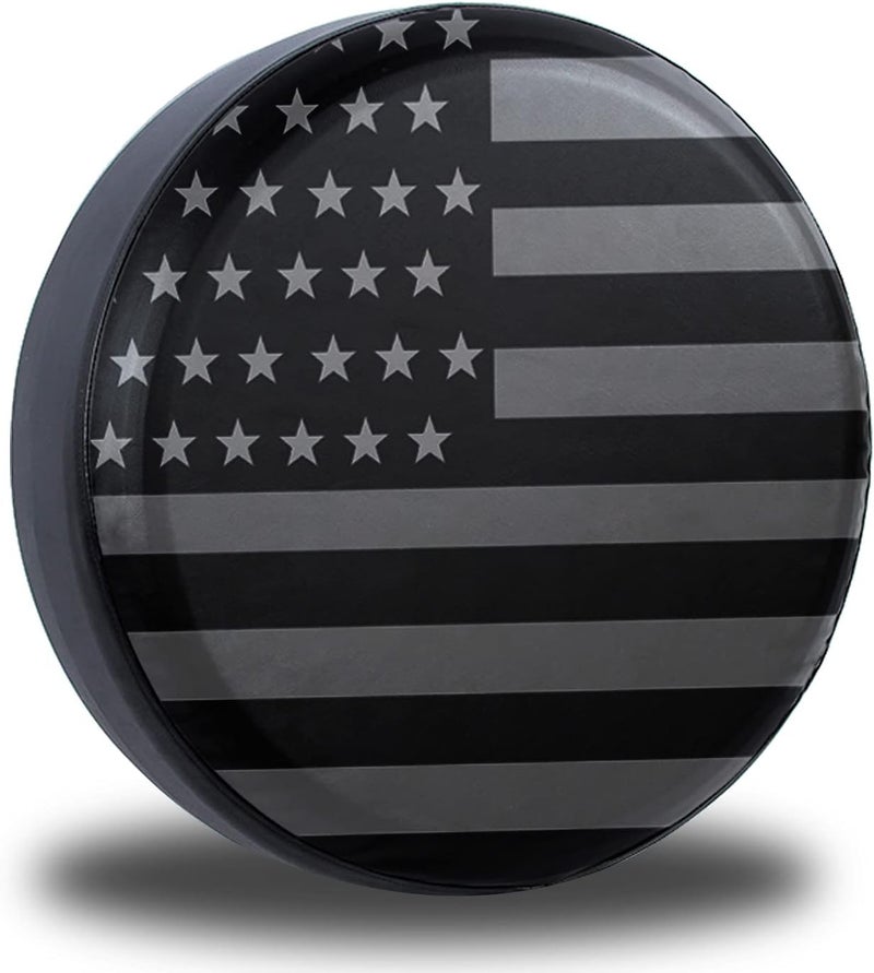 Jusen American Flag Spare Tire Cover Fit for Jeep Wrangler Rv SUV Truck Travel Trailer 14" 15" 16" 17",Waterproof and dustproof Protection Tires (15" for tire Diameter 27.5"-29.5"/69.85-74.93cm) - Image 1